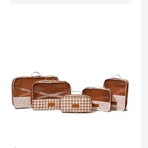 Poppy And Peonies Brown Floral Pack It Up Packing Cubes 5 Pc Travel Organizer